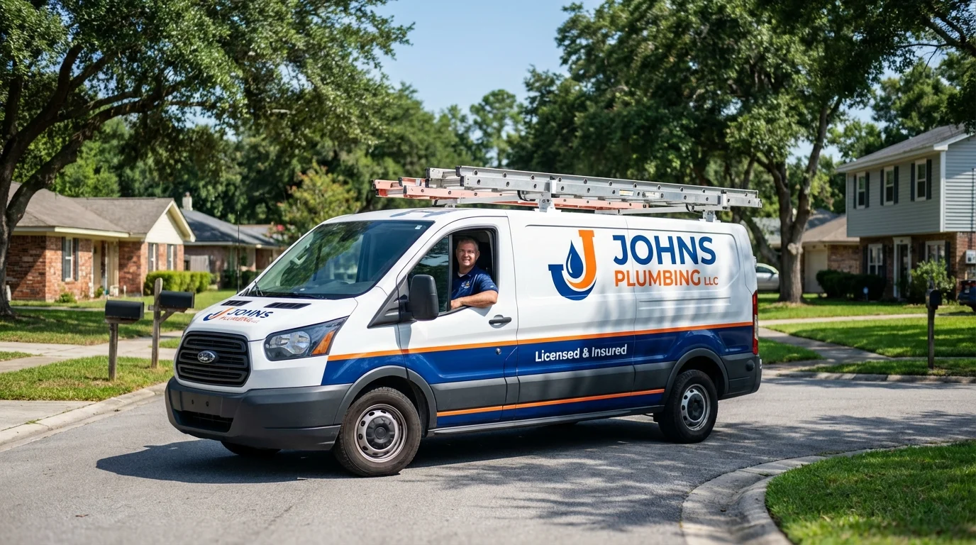 Johns Plumbing LLC service van in Hallsville, TX