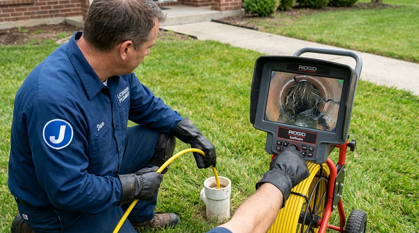 Sewer camera inspection being performed by Johns Plumbing LLC in Hallsville